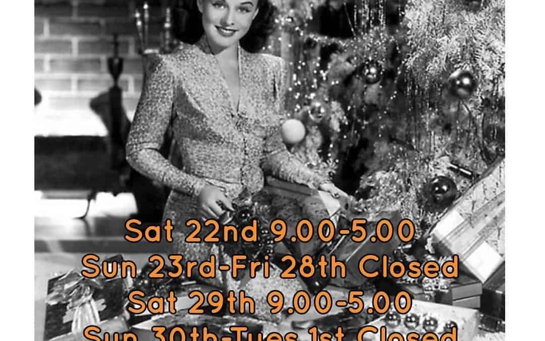 Opening times for Christmas week